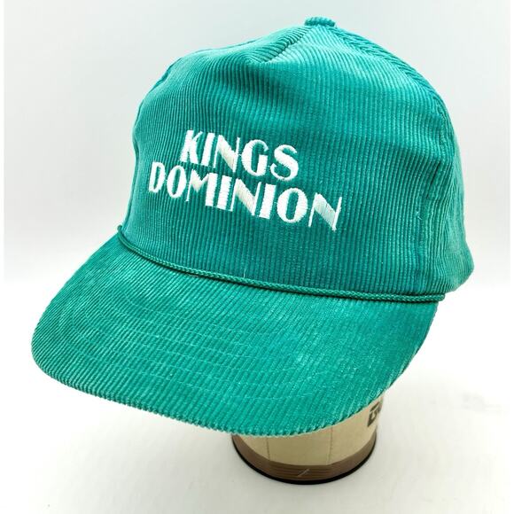 Vintage Kings Dominion Amusement Park Corduroy Hat Cap SnapBack Green Taiwan - Picture 1 of 9